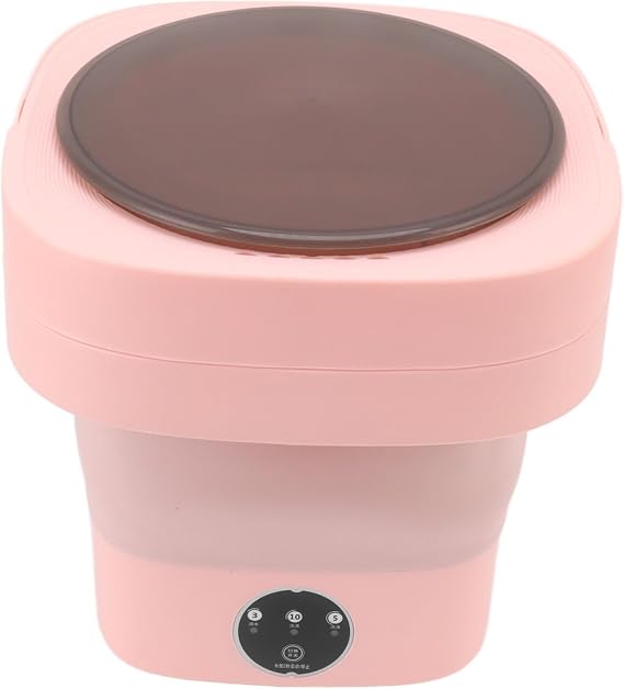 Portable Washing Machine, Mini Foldable Washer and Spin Dryer 6.5L Portable Simulated Hand Washing Foldable Washer for Camping, RV, Travel, Small Spaces(Rose)