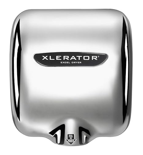 Excel Dryer XL-CV-1.1N Hand Dryer XLERATOR XL-C Automatic, Surface-Mounted, Cast Cover, Chrome Plated, 208-277V with Noise Reduction Nozzle