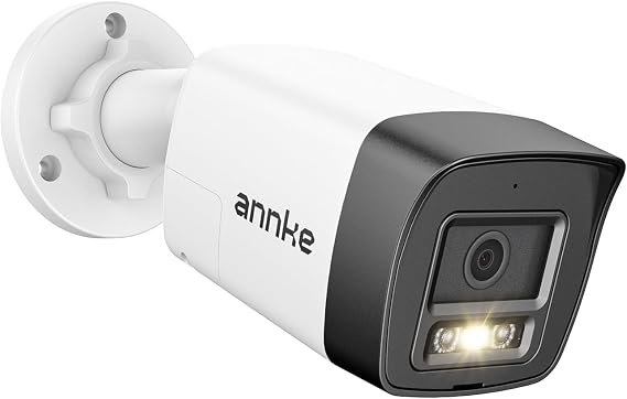 ANNKE 5MP PoE Security Bullet Camera with Red & Blue Light Alarm, 123 FOV | 2.8mm Lens, Color Night Vision, AI Motion Detection, Two-Way Audio, Surveillance Outdoor Cam with 512GB SD Card Slot, IP67