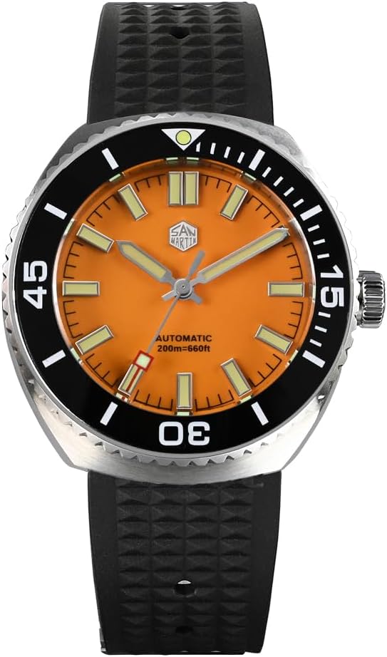 San Martin SN045G Men Watches Retro Dive Watch Original Design Sapphire NH35A Automatic Mechanical Wrist Watch 20Bar C3 Luminous Wristwatch, model 1, Mechanical,Dive Watch
