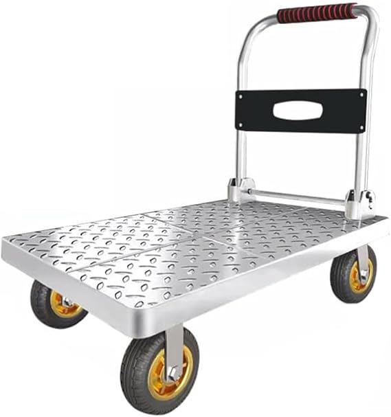 Heavy Duty Steel Platform Truck Cart Folding Platform Trucks,Rolling Flatbed Cart Dolly for Easy Transportation Heavy Industrial Platform Hand Trucks, Garage Warehouse Moving TruckSize:60x40cm