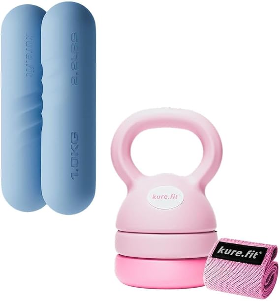 Blue Weight Bars & Pink Adjustable Kettlebell(5-12 lb) Bundle