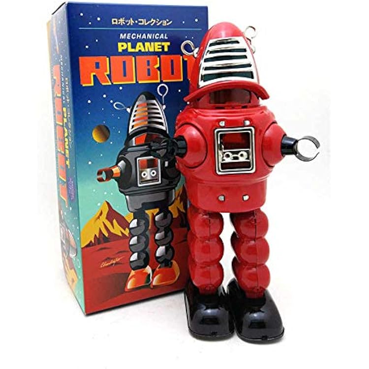 Charmgle Planet Robot Wind-up Toys, Clockwork Walking Alien Toys, Tin Toy for Adult Collection Novelty Gifts Red