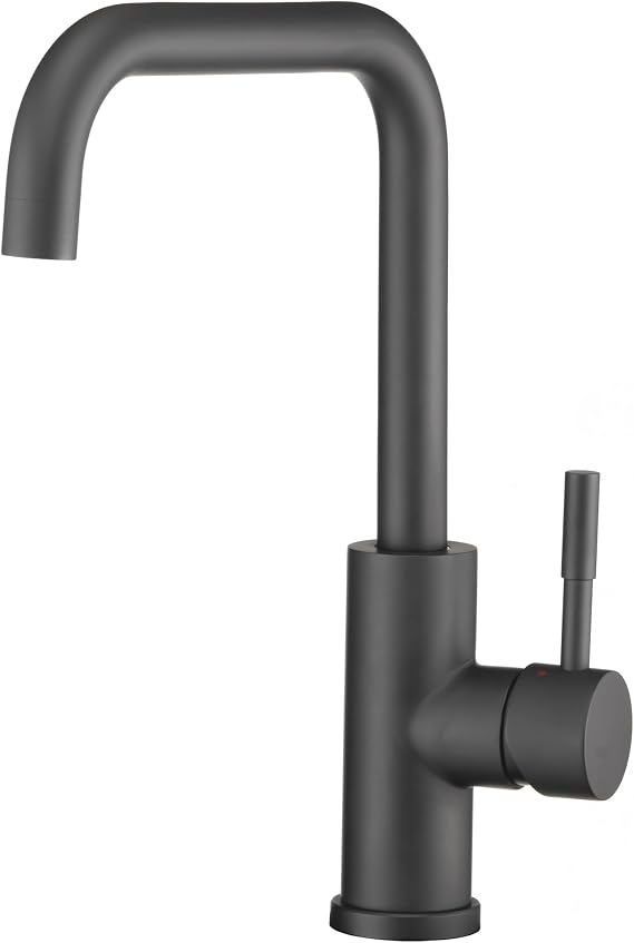 Dura Faucet DF-MK533LK-MB RV Squared-Arc Kitchen Faucet (Matte Black) | RV squared-arc single-handle kitchen faucet for campers and trailers. Matte Black finish. Easy DIY install.