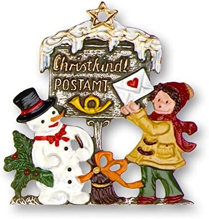 Christkindl Post Office - Painted German Pewter - Small Christmas Tree Ornament