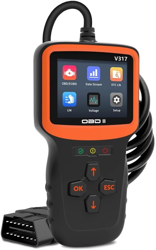 V317 Car Obd2 Scanner Diagnostic Tool, Engine Fault Code Reader with One-Click I/M & Reset Read and Erase Fault Codes Automotive Obdii/Eobd Diagnostic Scan Tool for All Cars Since 1996,Yellow (V317)
