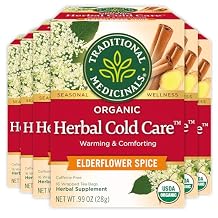Traditional Medicinals Tea, Herbal Cold Care Seasonal Tea with Elderflower Spice, Kosher, Non-GMO, Caffeine-Free, Compostable - 96 Tea Bags (6 Pack)