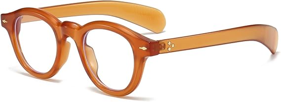 Round Blue Light Glasses for Men Women Retro Trendy Thick Frame Non Prescription Glasses Computer Eyeglasses