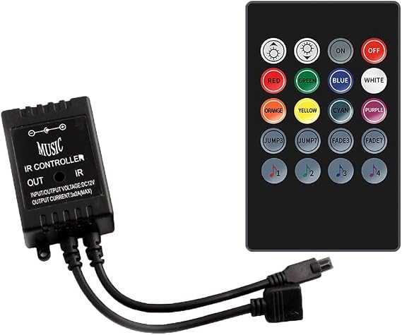 LED Strip Controller DC12V RGB Music Controller LED Strip 20Key 44key Music Controller LED Controller for 2835 5050 (20 Key with One Head)