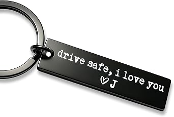 Drive Safe I Love You Keychain for Him, Personalized Gift for Boyfriend Husband, Valentines Day New Driver Gift