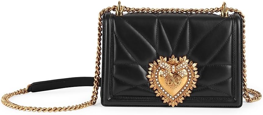 Medium Devotion Quilted Leather Shoulder Bag, Black