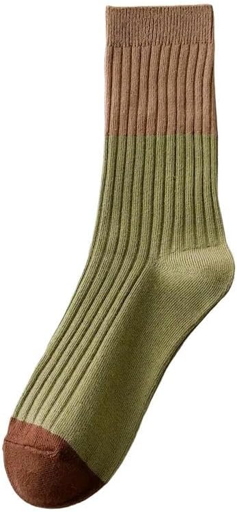 3/5 Pair Warm Casual Cotton Mid-Calf Socks Retro Striped Color Matching Cotton Socks-He Crossed