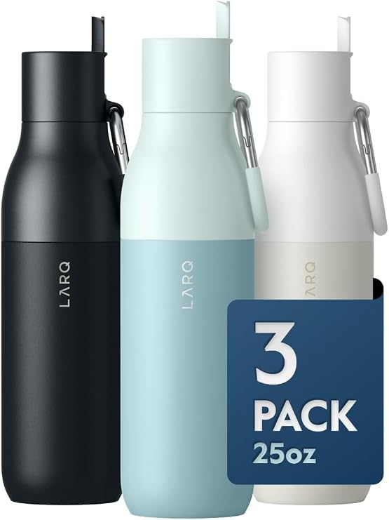 Flippin' Good Gift Set - 3x LARQ Bottles Flip Top 25oz - Insulated Stainless Steel Water Bottles With Straw | Thermos, BPA Free | Keep Drinks Cold for 24 Hour
