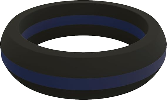 QALO Women's Silicone Ring, Classic Thin Line for Women (Blue, Blue, Size 4