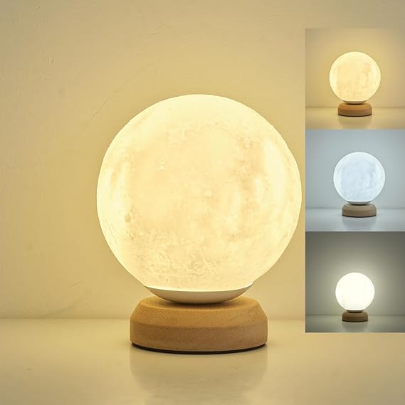 LED Wood Table Lamp, 3-Color Temperature Bedside Lamp,Bedroom Bedside Night Light, Dimmable Led Lighting, Small Table Lamps for Living Room OfficeCreative Home Decor, Unique House warmging Gift [Energy Class F]