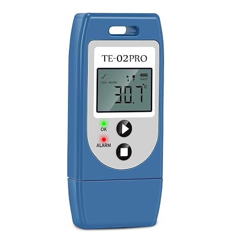 ThermElc TE-02 Pro USB Temperature Recorder, Reusable EN12830 Compliant Temperature Data Logger for Cold Chain Logistics, Auto PDF/CSV (No Software), 32000 Points for Shipping & Transit
