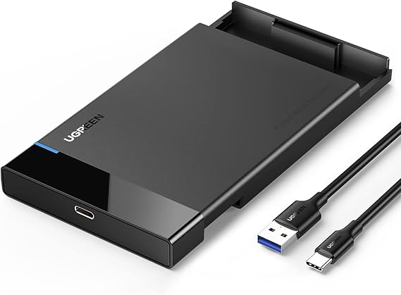 UGREEN 2.5" Hard Drive Enclosure USB 3.0 to SATA III Adapter,6Gbps | External Hard Drive Case USB C 3.1 to SATA III for SSD HDD 9.5 7mm with UASP Compatible with WD Seagate Toshiba Samsung