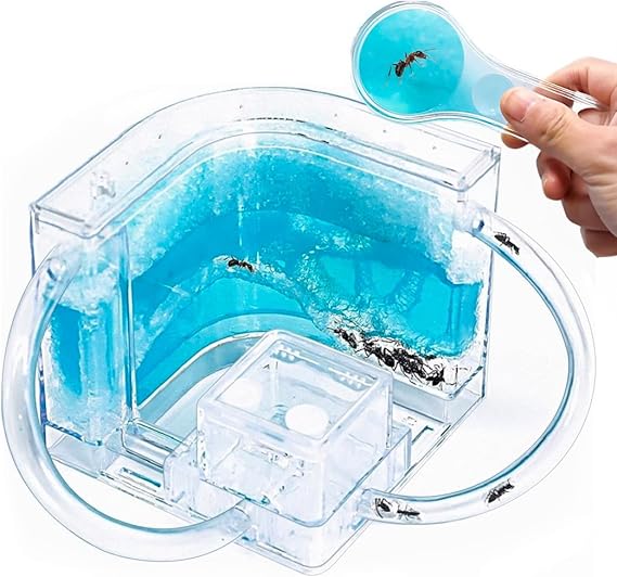 NAVADEAL Ant Farm Castle 2.0 with Connecting Tube, Ant Habitat Science Learning Kit, Best STEM 2021 Educational Kids Toy, Study Insect Behavior at Home & School, Plant Based Blue Gel 3D Maze Ecosystem