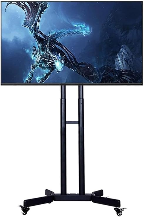 Mobile TV Cart, Mobile tv Stand, Rolling tv Stand Floor Stand Display Rack Luxury Double Tray TV Corner Mount