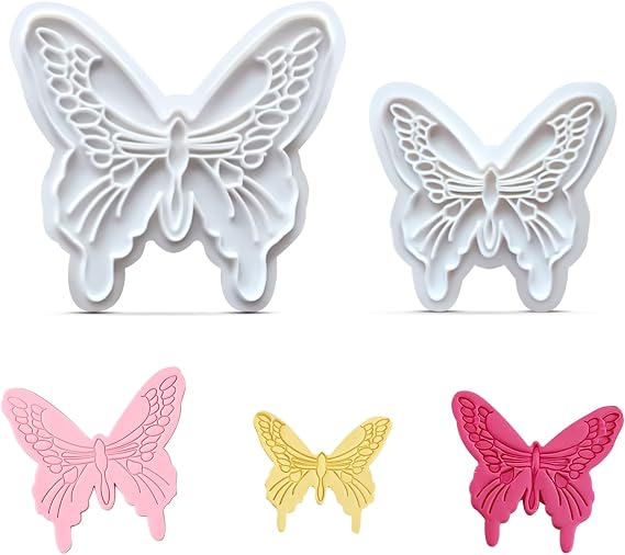 KALAIEN 2pcs Butterfly Sugarcraft Cookie Cutters DIY Embossing Cutter for Cake Decorating
