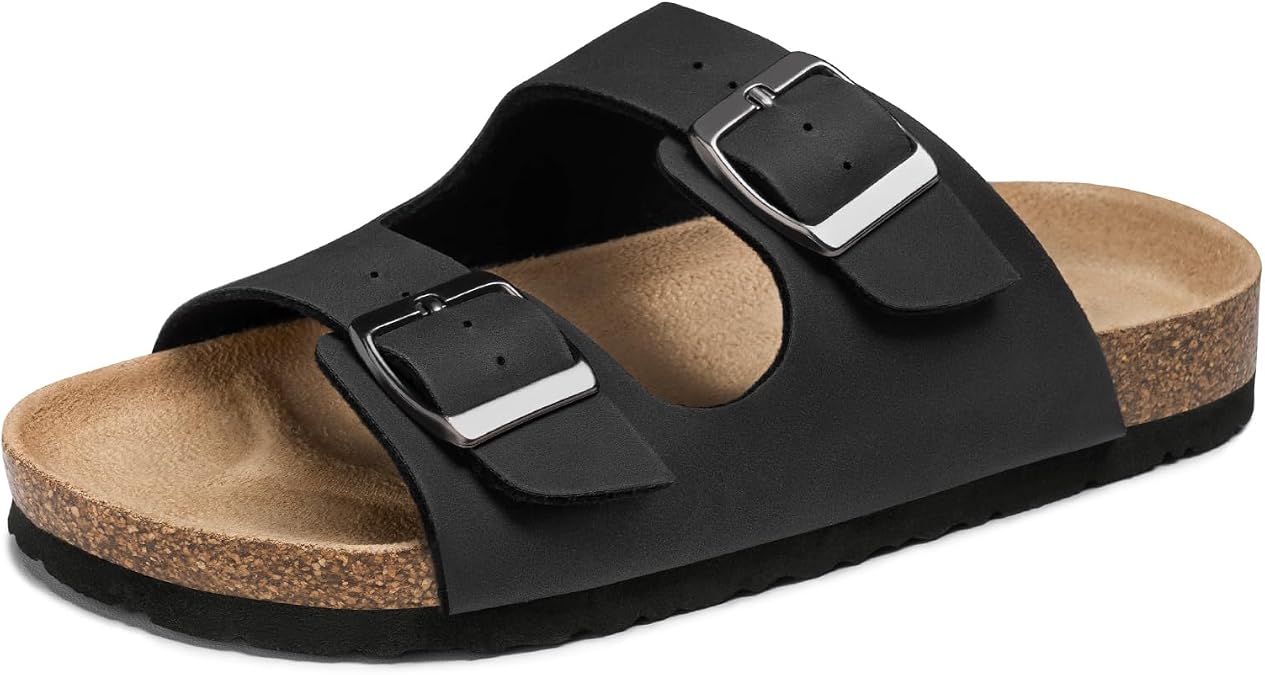 FITORY Kids Sandals Boys Girls Slides Cork Footbed Glitter Toddler Slippers