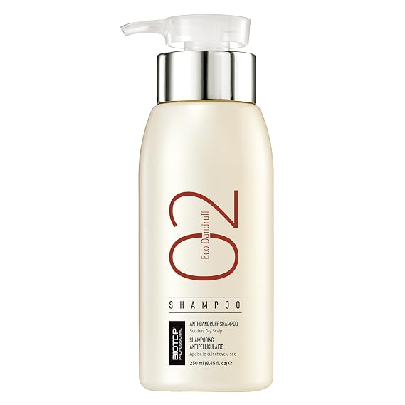 Biotop Professional 02 Eco Dandruff Shampoo - Dry Scalp Treatment & Hydrating Shampoo with Pro Vitamin B5, Zinc Pyrithione & Chamomile - Reduces Irritation and Prevents Future Dandruff (8.45oz)
