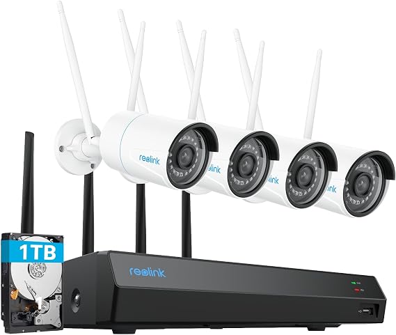 REOLINK 5MP Security Camera System, 16CH NVR with 1TB HDD, Dual-Band Wi-Fi | Expandable to 8TB, Full Metal Material Plug-in Cameras, Smart Detection, 24/7 Recording, RLK12-500WB4