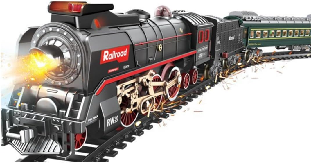 ABS Electric RC Train Set Model, Christmas Train Set Model with Carriage and Long Track, Great STEM Gifts and Desk Decorations for Teens and Adults Model 623B
