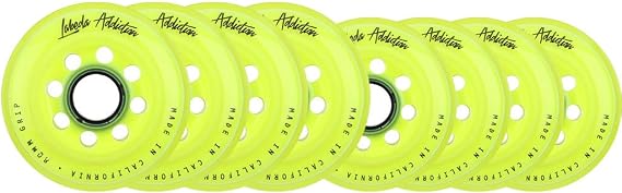 Labeda Wheels 80mm /76mm Hilo Set Addiction Yellow Inline Indoor Roller Hockey