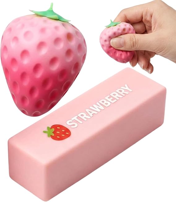 2 PCS Strawberry Squishy, Giant Strawberry, Jumbo Butter, Desk Decoration, Party Favors, Birthday Gifts