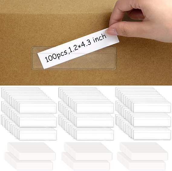 100 Pieces Label Holders Adhesive Shelf Tag with Blank Index Card