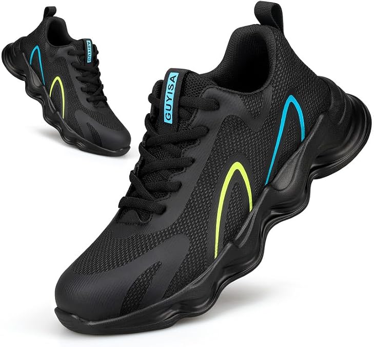GUYISA Safety Shoes, High Cut, Anti-Slip Shoes, Men's Smash Resistant, Safety Shoes, High Top, Tread Prevention Work Shoes, Wide Steel Toe, Warm, Soft and Comfortable, Safety Boots, Work Shoes,