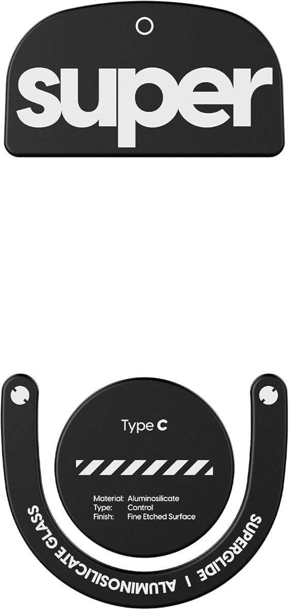 Superglide2Type C Mouse Sole for Logicool G PRO X SUPERLIGHT 2 Mouse Feet Tempered Glass Material Round Edge Durable Low Friction Super Smooth - Black