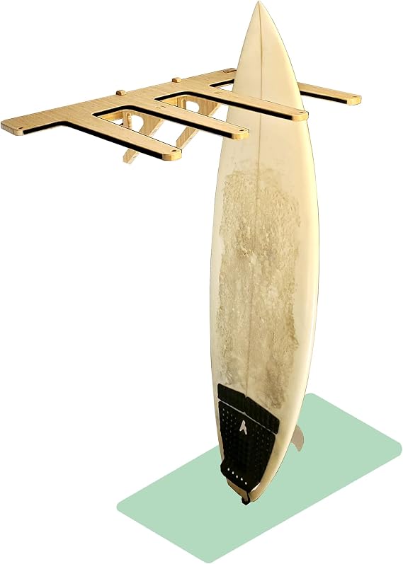 Bamboo or Birch Wood Vertical Wall-Mounted Paddleboard Storage Rack for 4 SUPs or Surfboards - Grassracks (4 Boards)
