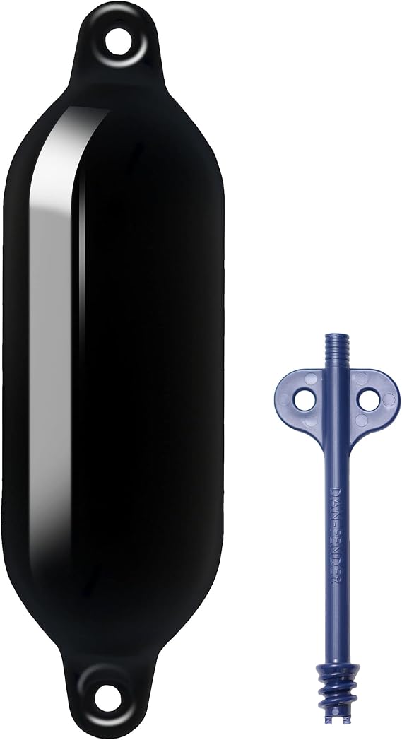 Dan-Fender Light Boat Fender 827-G6 - Bumper for Boats (23-36 ft Long) - Strong & Flexible PVC, All Weather Conditions, Universal Fit Boat Accessories for Docking (Black)