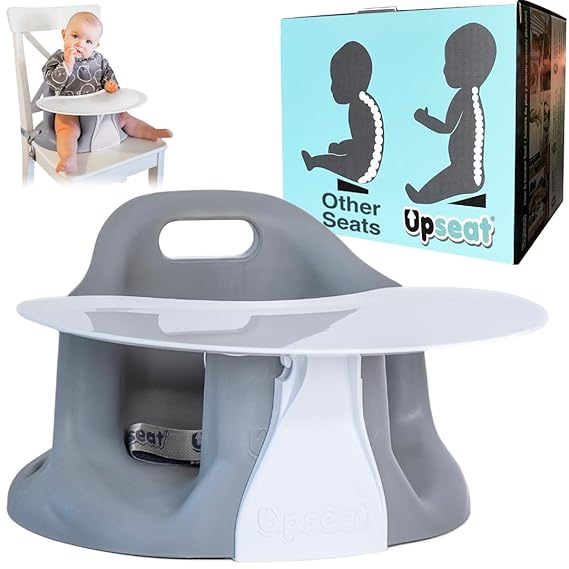 Upseat The Original Ergonomic Baby Floor & Booster Seat with Tray, Developed with Physical Therapists for Upright Posture & Healthy Hip Development, 424 Months, Dishwasher-Safe Extra-Large Tray