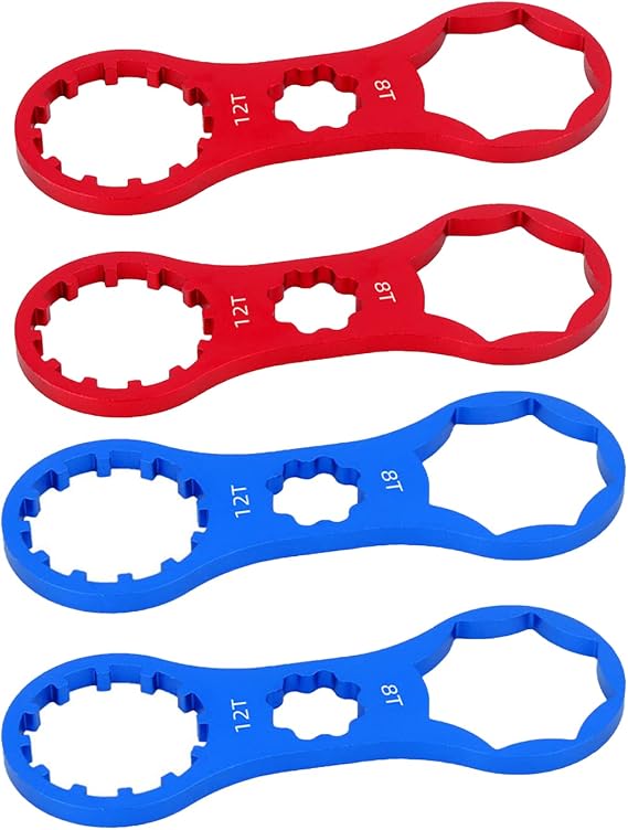 Bicycle Fork Cap Wrench, 4Pcs Aluminium Alloy Bike Front Fork Repair Tool, SR Suntour XCR/XCM/XCT/RST MTB Bicycle Front Fork Cap Repair Tool, Double Head Replacement Key