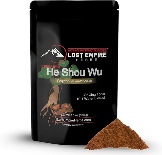 He Shou Wu 10:1 Extract Powder | Polygonum multiflorum or Fo-Ti Traditionally Prepared Roots for Jing (100 Grams)