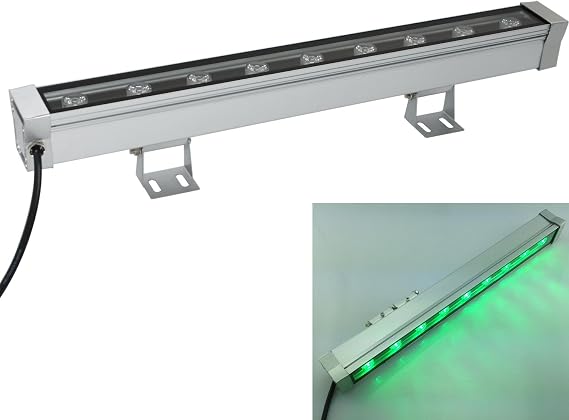 RSN 9W LED Wall Washer Light Green IP65 Waterproof Outdoor Bar Strip Lamp Aluminum for Advertising Building [Energy Class A+]