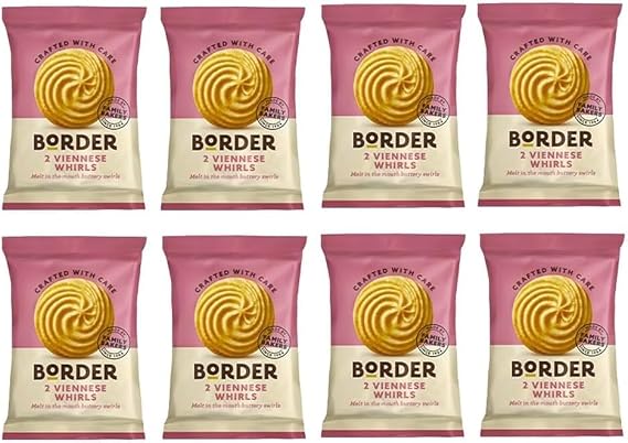 12 x Borders Biscuits Viennese Whirls Flavour Cookies (2 Biscuits Per Pack)