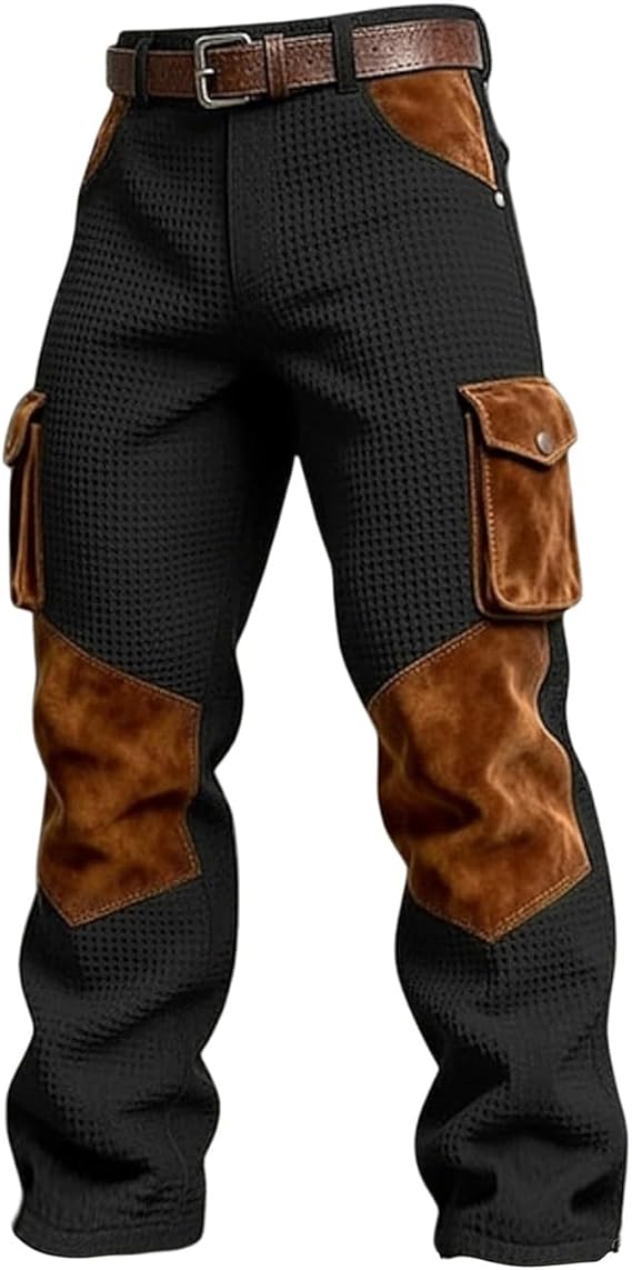 Men's Joggers Sweatpants Cargo Trousers Elasticated Waist Work Wear Cotton Straight Fit Combat Outdoor Pants Utility Pocket Smart Workwear Bottom Draw String Cord Running Gym Training Trousers