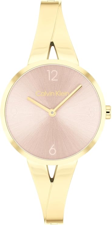 Calvin Klein Two Hand Quartz Movement Watch for Women Joyful Collection with Stainless Steel Bangle Bracelet - Available in Silver, Gold or Two-Tone