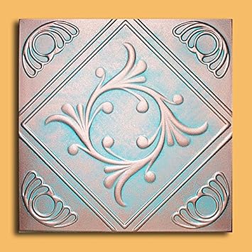 Antique Ceilings Inc - Anet Copper Patina - Styrofoam Ceiling Tile Package of 10 Tiles