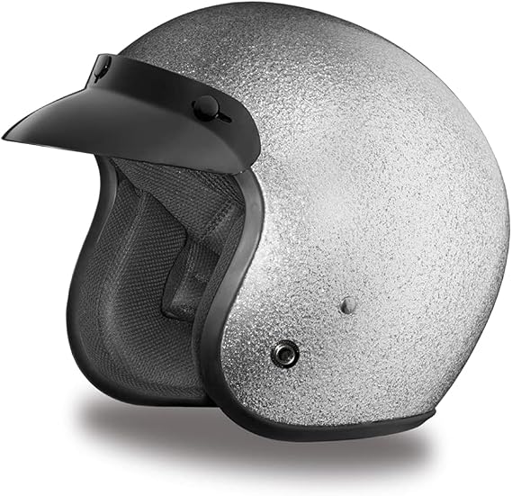 Daytona Helmets Cruiser Size Small Open Face 3/4 Shell Department of Transportation Approved Motorcycle Helmet with Removable Black Visor, Silver