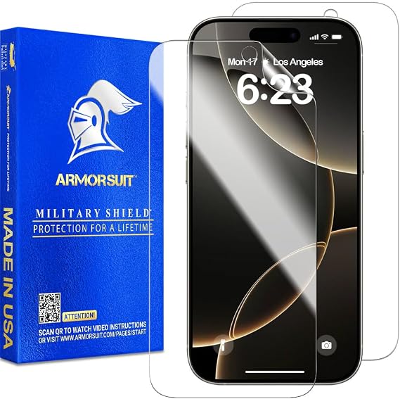 ArmorSuit 3 Pack for iPhone 16 Pro Screen Protector Case Friendly MilitaryShield HD Clear Film - Made in USA