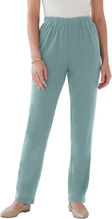 Roaman's Straight-Leg Soft Knit Pant