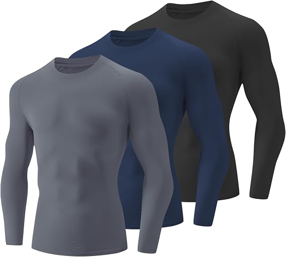 Thermal Compression Shirt Long Sleeve for Men 1,3 or 5 Pack Athletic Base Layer for Basketball Running