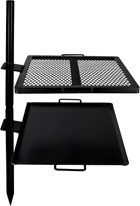 GameMaker Open Fire Cooking Grill | Adjustable Height | Heavy Duty Construction | Easy Setup | For Firepits Outdoor Fire Rings & Camping