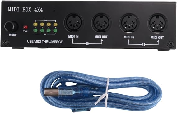 MIDI Box Musical Instruments USB MIDI Interface Merge Thru Box 64 MIDI Channels, Black