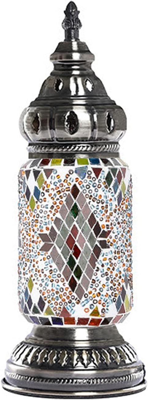 Turkish Moroccan Night Lights Mosaic Stained Glass Beside Table Lamp Bohemian Handmade Decorative Desk Lamp Best Gifts for Bedroom Living Room Bar Cafe,D